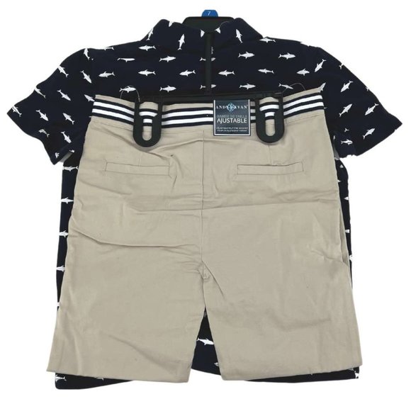 Andy & Evan | Boy's Button Down & Pant Set | 2 Pieces | Navy & Khaki | Size 7 - Picture 2 of 2